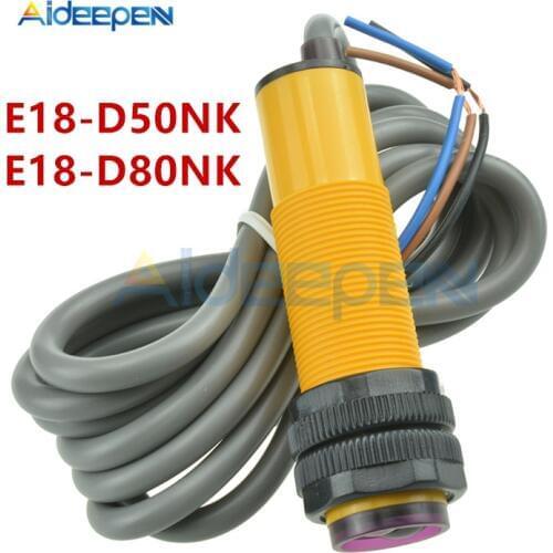E18-D50NK E18-D80NK Infrared Obstacle Avoidance Photoelectric Sensor Proximity Switch 3-50cm 3-80cm Detection Range Adjustable