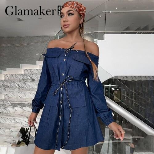 Модные джинсовые платья Glamaker China At AliExpress