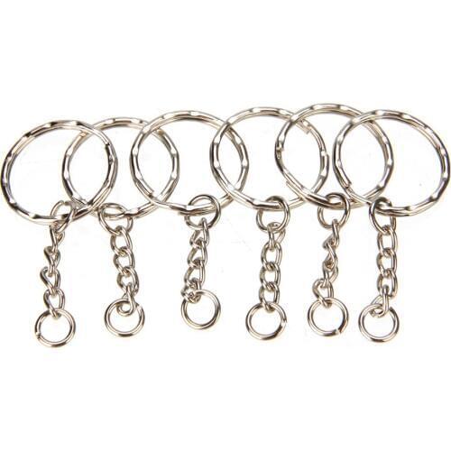 Hot Sale 50Pcs Key Chain Split Ring Keychain Key Fob Connector 4 Link Chain Key-ring Women Men DIY Key Chains Accessories