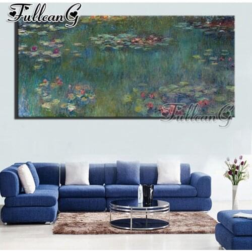 FULLCANG full square/round drill 5d diy large diamond painting claude monet mosaic embroidery pond landscape home decor FC722