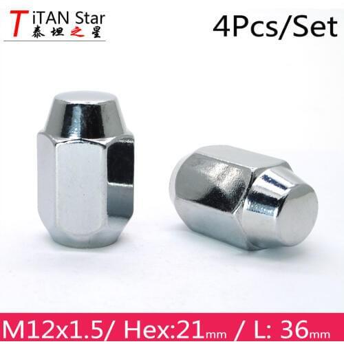 4PCS M12x1.50 1.5 Alloy Wheels Rims Lug Nuts hexagon Hex 21mm For Mazda KIA Hyundai Toyota Mitsubishi SUV MPV 112136-07