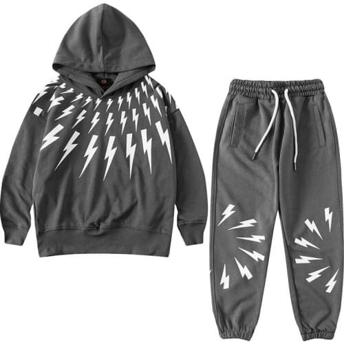 Hip Hop High Street New Autumn Boys Clothing Sets Hoodie Sweatshirt Top+Trousers Causal Jogger Pants For Girl Clothing Set 2021