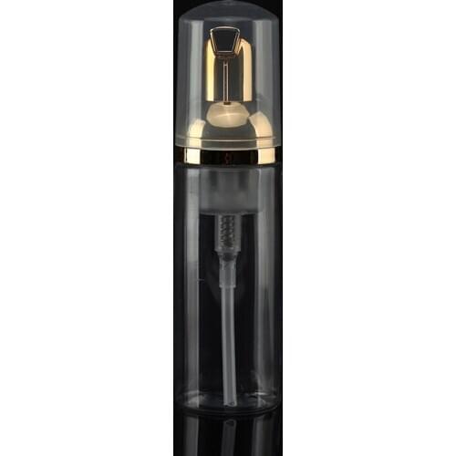 300pcs/lot Empty 50ml 60ml cosmetic facial Cleanser wash cream Plastic pet Clear liquid soap Foam bottle with gold foamer pump