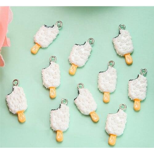 10PCS/PACK Cute Colorful Simulation Popsicle Resin Charms For Women Girls DIY Necklace Bracelet Jewelry Accessories