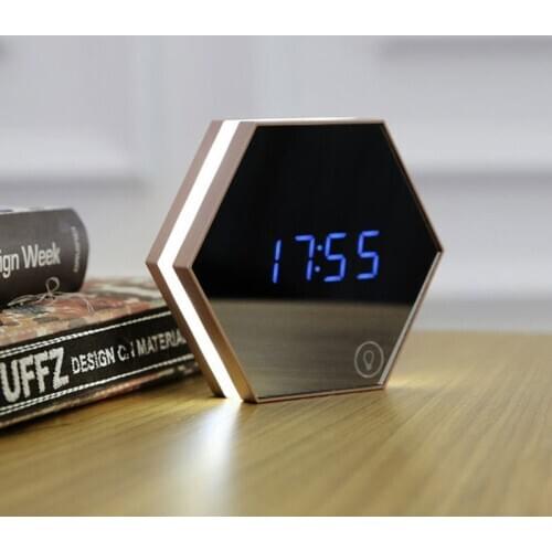 Creative multifunctional makeup mirror digital alarm clock mute bedside luminous alarm bedside clock electronic wall clock