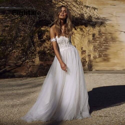 Lace Wedding Dress 2019 Backless Off The Shoulder Appliques A Line Bride Dress Princess Wedding Gown Lorie Robe De Mariee