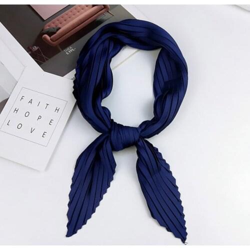 MoriBty 70cm Solid Crinkle Women Silk Scarf Bandanas Spring-Summer Luxury Bufandas Neckerchief Tie Foulard Hair Ribbon Headscarf