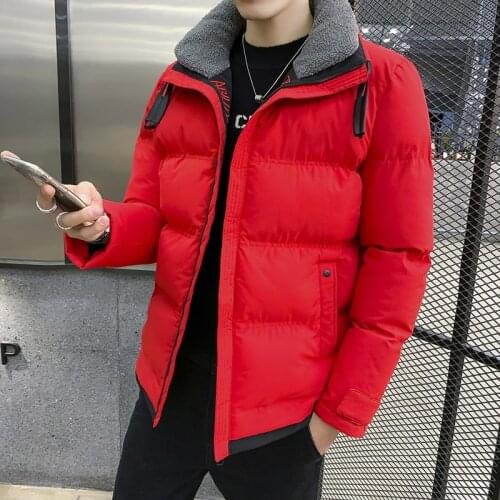 2021Autumn winter mens brand lamb fur collar business casual short jacket men fashion classic black thick warm jacket male coat