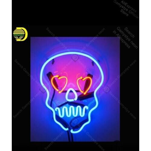 NEON SIGN For new skull Love Pub REAL GLASS BEER BAR PUB shop display neon sign custom neon sign open Neon Window Lights lighter