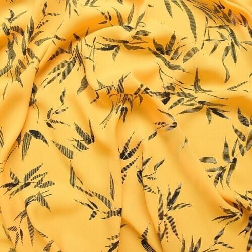 New thickening, hemp, chiffon cloth, spring and summer prints, yellow phantom bamboo
