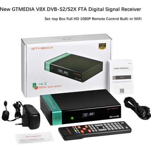 NEW HD 1080P GTmedia V8X DVB-S/S2/S2X Satellite TV Receiver Built WIFI Support CA PowerVu Bisskey H.265 1Years Europe Cline V8X
