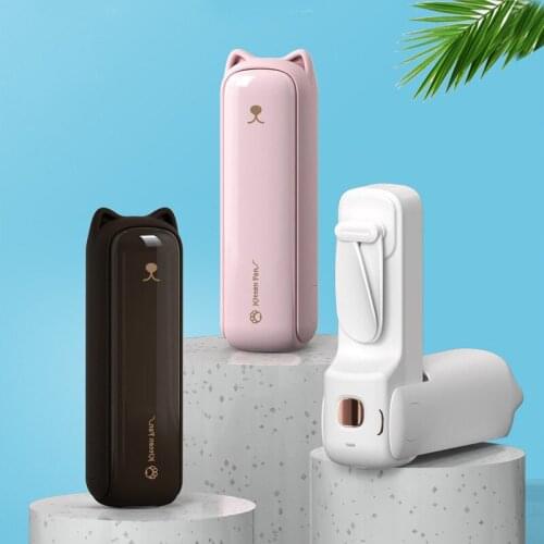 Mini Handheld Fan USB Portable Fan Foldable Rechargeable Fan Home Silent Small Fan with Power Bank and Flashlight Function