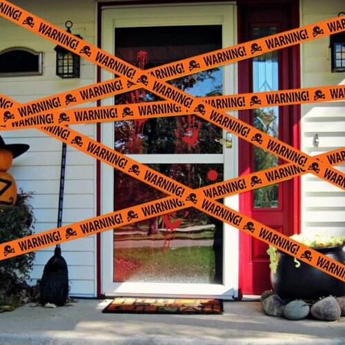 2pcs Halloween Decoration Warning Tape Stickers Window Danger Warning Line Skull Dangerous Sign Party Decoration Supplies