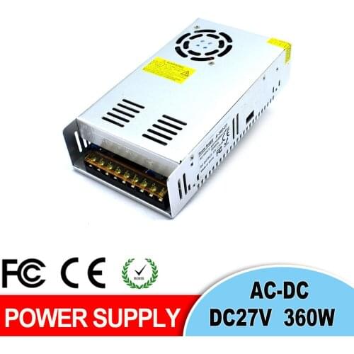 Regulated Power Source Switch 360W 13.3A DC27V Power Supply Transformer 110-220V AC to DC 27V USP For CNC CCTV Motor Stepper
