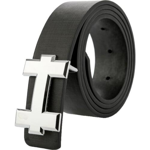 Women Luxury Designer Waistband Male PU Leather Belt for Man Strap Jeans Black Gold Silver Buckle