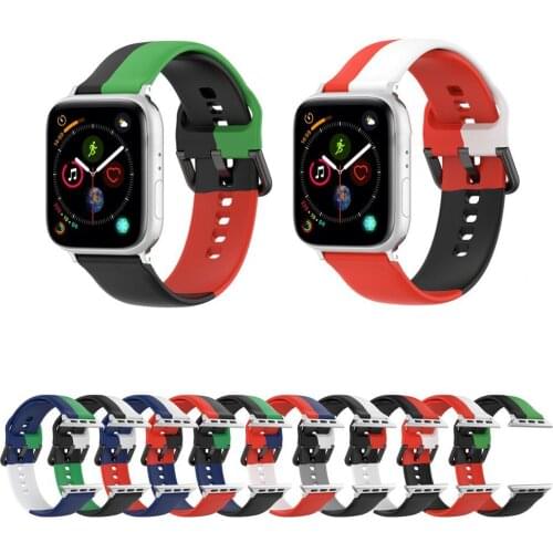 Watch Band Three-color Matching Star Buckle Type Soft Silicone Wristwatch Strap for Apple Watch 1/2/3/4/5/6 ремешок для часов