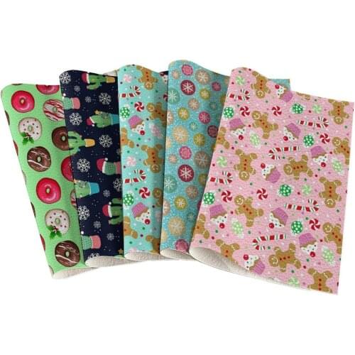 Christmas Faux Leather Synthetic Leather Vinyl Fabric DIY Earring Bowknot Craft 22*30Cm