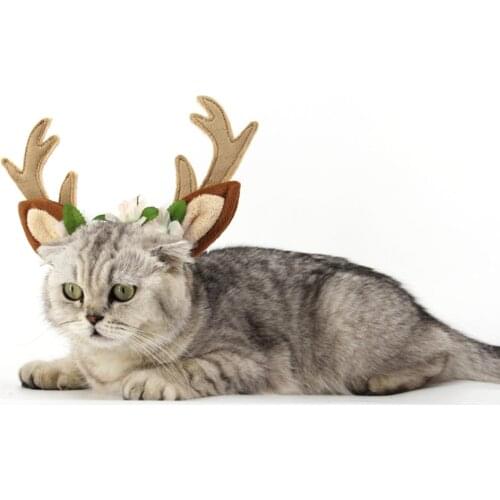Christmas Decorations for Pets Antlers Headband Cat Headdress Flowers Pets Hair Band Hat Xmas Festival New Year For Cat Dog