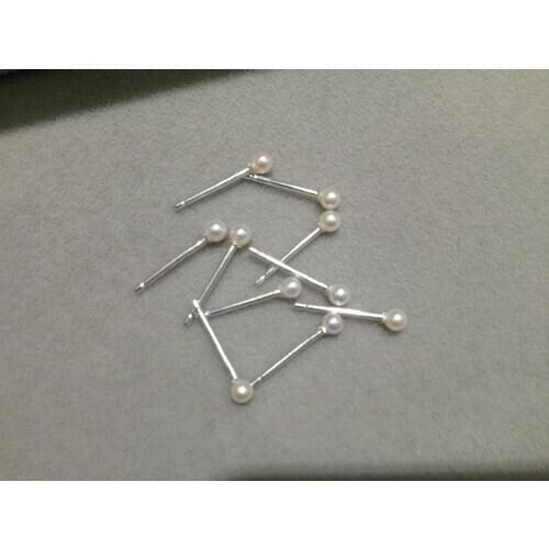 2-3MM Tiny Pearl Stud Earrings Freshwater Pearl Earrings 925 Sterling Silver 100% natural Free Shipping jewelry for girls