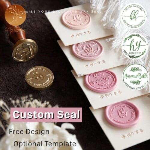 DIY Wax Seal Stamp Custom Design Two Initials With Date Replace Copper Head Wax Seal Stamp Wedding Invitation Gifts With Handle
