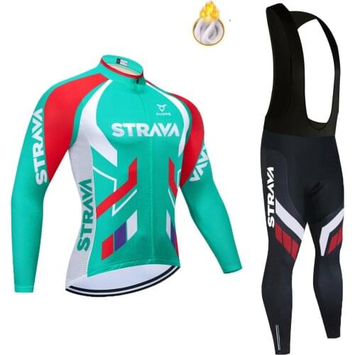 2021 STRAVA Cycling Jersey Set Sportswear Team Spring Autumn Long Set Quick Dry Ropa Ciclismo Bike Clothing Wear 20D Gel