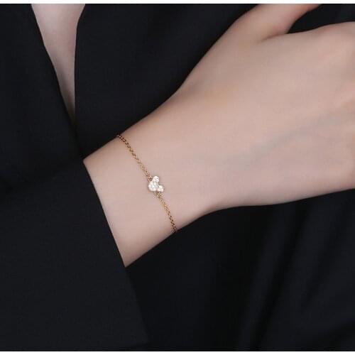 S925 sterling silver Korean bracelet INS personality fashion simple Mickey bracelet female wild silver chain ornaments