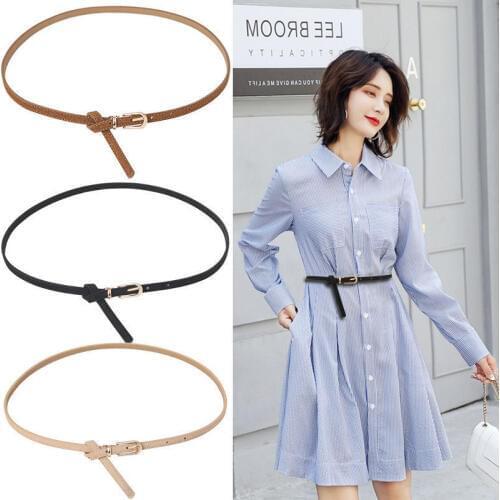 Women Dress Fashion Buckle Waist Casual Shape Belt Faux Leather Belts Candy Color Thin Skinny Waistband Adjustable Belt
