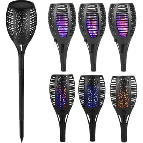 2pcs Night Lighting Street Solar Lamp Solar Powered Garden Patio 33 LED Torch Outdoor Path Flame Light Waterproof