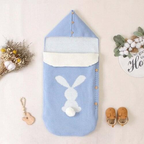 38*78cm Baby Swaddling Knitting Wool Super Soft, Breathable Button Anti-kick Quilt Outdoor Stroller Air Conditioning Blanket
