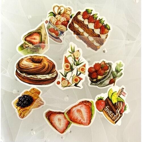 5 Sets=165PCS Cute Fresh Afternoon Tea Dessert Food Sticker Notebook Waterproof PVC Sticker