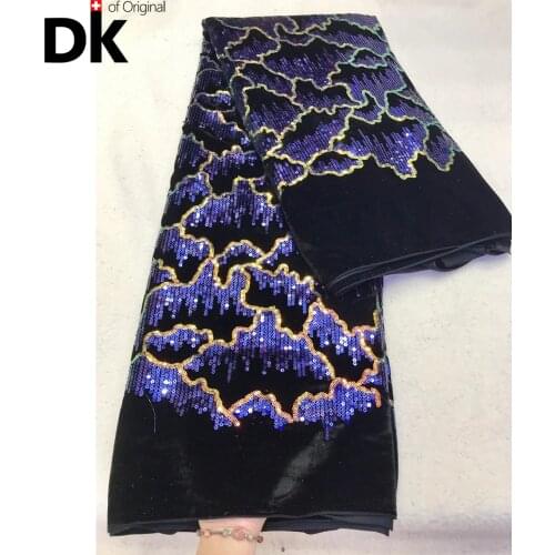 5 Yards 2021 Latest Luxury Embroidery Velvet With Sequin Fabric High Quality Nigerian Classic Lace For Party Or Wedding Dress