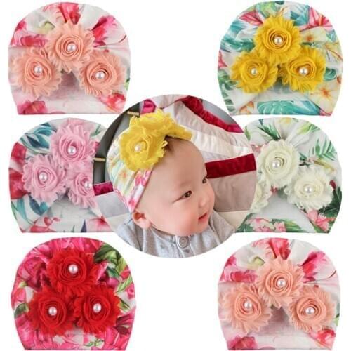 Toddler Kids Baby Boy Girl Stripe Floral Print Hat Kawaii Headband Headwear Accessories Baby Hat Newborn Чепчики Для Младенцев