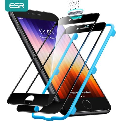 ESR Tempered Glass for iPhone SE 2020 Screen Protector 2pcs Full Cover Tempered Glass for Apple iPhone SE 8 7 6s Screen Film