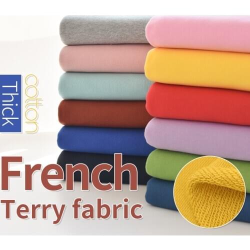 French Terry Cotton Fabric Abrasion-Resistant Cotton Fabric Heavy Weight Sweatshirt Fabric For Hoodie 50CM