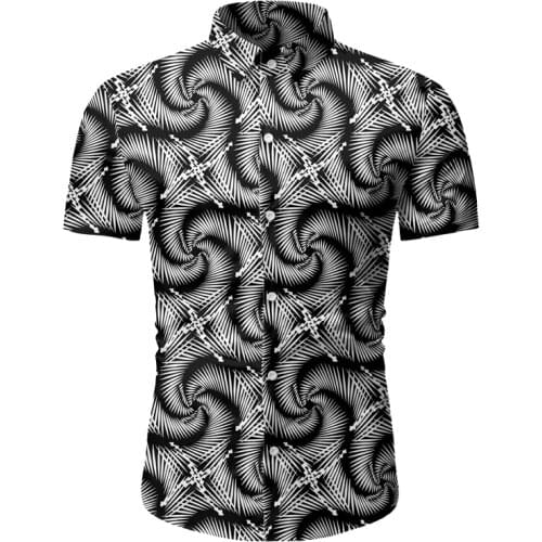 3D Vertigo Hypnotic Shirt Men 2020 Brand Slim Fit Short Sleeve Hawaiian Shirt Mens Casual Beach Shirts Streetwear Men Clothes
