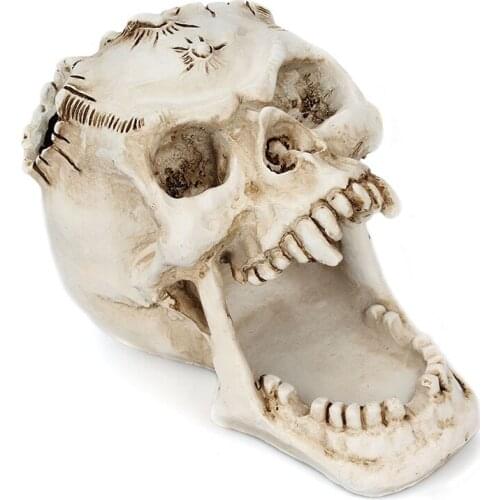 Simulation Skull Statue Pen Holder Decorative Painful Skulls Decor Resin Scary Planter for Garden Desktop GDeals