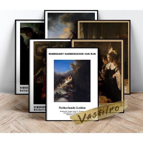 Rembrandt Harmenszoon Van Rijn Exhibition Museum Canvas Painting Prints Art Retro Poster Wall Decor Picture Modern Home Decor