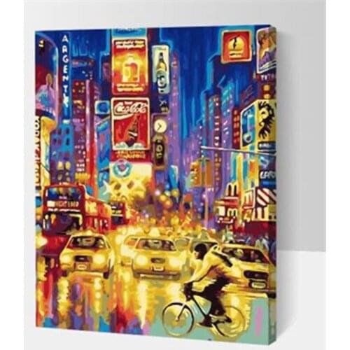 Night City scene rider picture oil painting by numbers wall decor diy painting on canvas for home decor 4050 diy frame AS1134