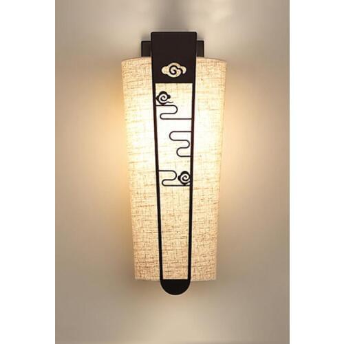 Chinese febric art lamp bedroom bedside Living Room Wall Light Headlamp restaurant hotel project study Corridor lampada bra