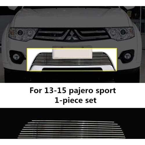 Body kit front bumper cover modified grille accessories electroplated aluminum racing grill for Mitsubishi pajero sport 13-2015