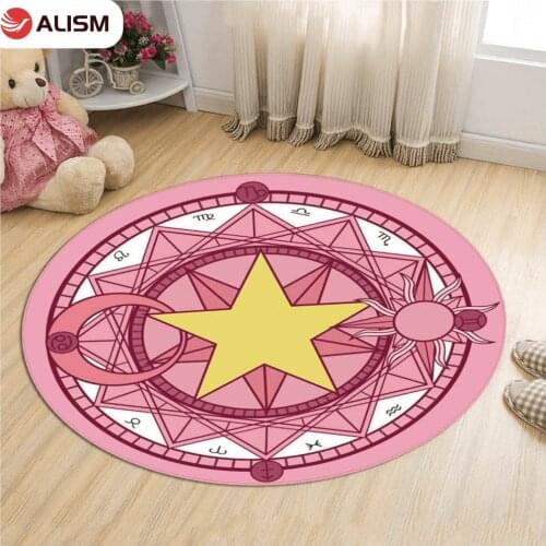 Round Carpet Rug Witchcraft Magic Array Summoning Symbol Floor Mat Carpet For Living Room Bedroom Magical Girl Swivel Chair Rugs