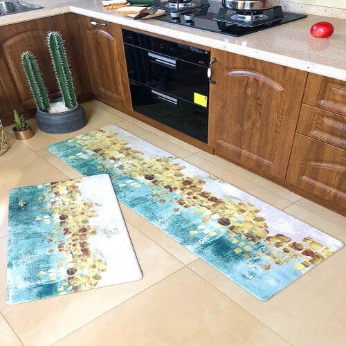 Kitchen mat Oilproof waterproof non-slip pvc leather floor mat Modern Nordic simple home long strip carpet Slow rebound rug