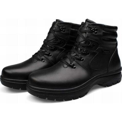 Big size 45 46 47 48 49 50 51 52 53 54 men genuine leather martin boots plush snow keep warm high top shoes top quality booties