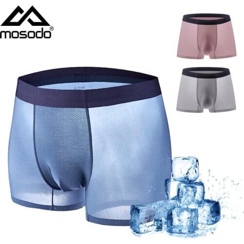 Mosodo Men Underwear Graphene Nylon High Elastic Slim Seamless Boxer Pants Breathable Pure Color Boxer Pants