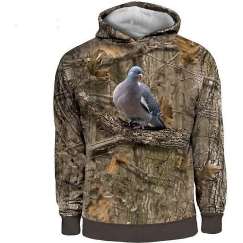3D printed Harajuku Camo Bird Hunting Hood Mens Street Hooded Sweater Long sleeve casual pullover Hooded