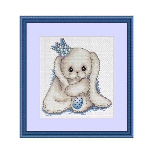 G Counted Cross Stitch Kit Handmade Needlework For Embroidery 14ct Cross Stitch Blue Crown Rabbit Pink Crown Rabbit 2