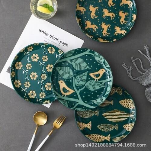 Nordic Pizza Pan Ceramic Baking Pan Round Consumer Commercial Baking Oven 8.5 Inch Pizza Cake Ceramic Plate