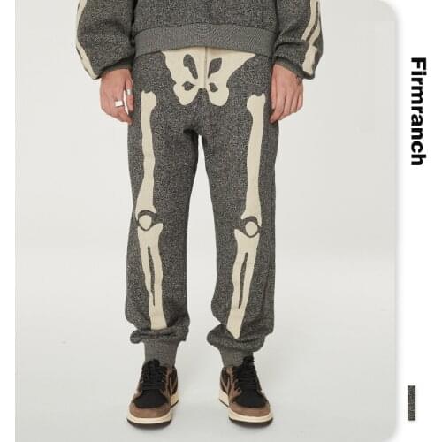 Firmranch New Men/Women High Street Ins Japanese Skeleton Pants Casual SportPants Bone Joint Sweatpants Loose Skelecton Trouser
