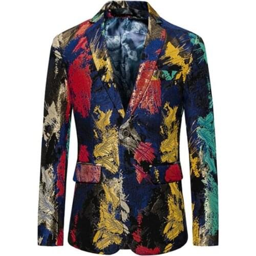 New style mens suits korean youth fashion nightclub casual printing slim two-button single clothing костюмы ternos masculino