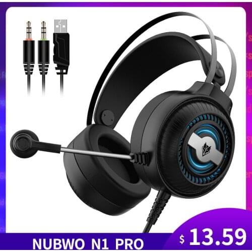 NUBWO N1 PRO Gaming Headset 3.5mm Wired Game Headphones Noise Canceling E-Sport Earphone with Microphone Volume Control AUX+USB